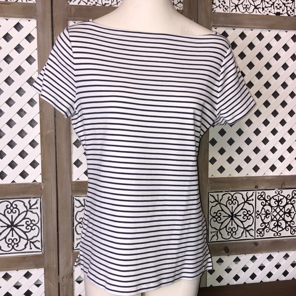 Talbots striped boatneck tee EUC